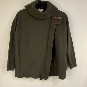 Ellen Tracy Wool Blend Sweater Womens Size M  Green Long Sleeve Cowl Neck